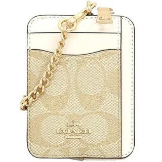 COACH 滿版 LOGO金屬馬車釦式拉鍊中夾(卡其/深棕) 歷史價格詳細信息