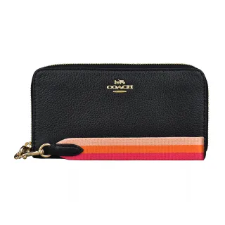 COACH 金屬馬車荔枝皮革對折拉鍊短夾(黑色) 歷史價格詳細信息