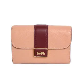 coach-全新-拼色皮革三折釦式短夾-深藍/米白 歷史價格詳細信息