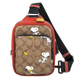 COACH 聯名款大款恐龍玫瑰圖騰PVC斜背肩背手提兩用包(紅棕色/贈原廠防塵袋紙袋 歷史價格詳細信息