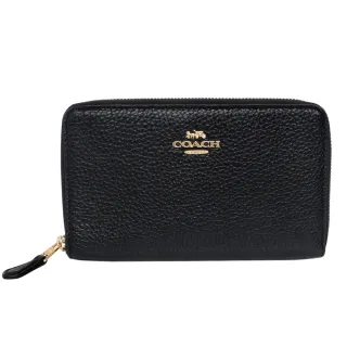 【COACH】荔枝紋全皮拉鍊直式斜背手機包(黑) 歷史價格詳細信息