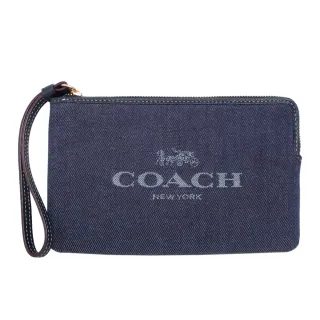 【COACH】牛仔布鉚釘鏈帶斜背卡夾零錢包(超迷你款-牛仔藍) 歷史價格詳細信息