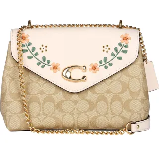 COACH 刺繡馬車格紋流蘇圍巾-米/杏 歷史價格詳細信息