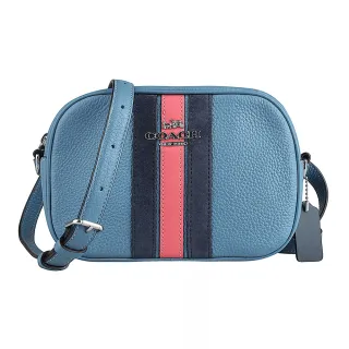 【COACH】COACH Jamie立體LOGO拉鍊緹花帆布肩背斜背相機包(迷你/丹寧藍) 歷史價格詳細信息