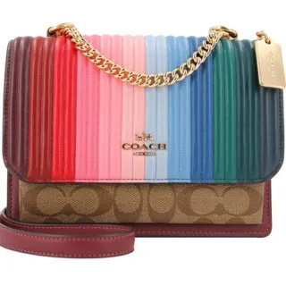 COACH 彩虹馬車LOGO印花PVC水桶包(迷你/卡其焦糖) 歷史價格詳細信息