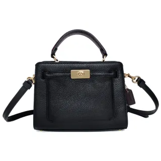 COACH黑色荔枝紋全皮手提/斜背小款立體方包 歷史價格詳細信息