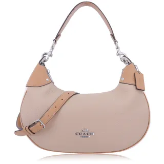 COACH Mara 馬車logo撞色皮革彎月兩用包(奶茶/白) 歷史價格詳細信息