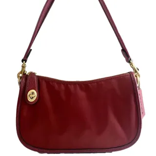 【COACH】SWINGER C LOGO緹花布拼接皮革肩背斜背兩用包(白x深咖啡) 歷史價格詳細信息