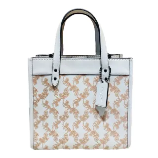 【COACH】Field 30馬車標誌PVC手提肩背兩用包(深咖x白) 歷史價格詳細信息