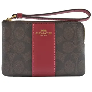 COACH深咖C Logo紅邊真皮釦式三摺內拉鍊袋短夾 歷史價格詳細信息
