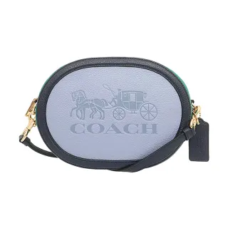 COACH C5776 壓印馬車LOGO撞色翻蓋斜背馬鞍包.藍/綠 歷史價格詳細信息