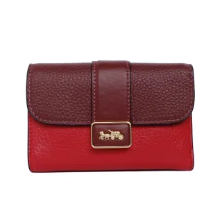 coach-全新-拼色皮革三折釦式短夾-深藍/米白 歷史價格詳細信息