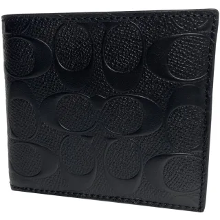 【COACH】1+1活動卡夾 經典LOGO老花8卡雙夾層男短夾-黑灰色 歷史價格詳細信息