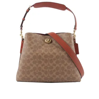 COACH 專櫃款 WLLOW 荔枝紋雙層置物磁釦手提/斜背二用包-粉色 歷史價格詳細信息