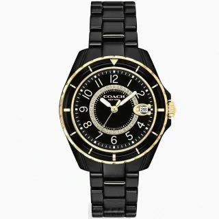 【COACH】COACH手錶型號CH00006(黑色錶面金色錶殼深黑色真皮皮革錶帶款) 歷史價格詳細信息