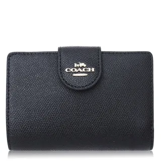 【COACH】COACH  Corner銀字LOGO緹花PVC 7卡釦式零錢中夾(炭黑x黑) 歷史價格詳細信息