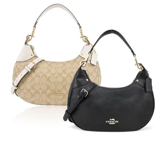 COACH Mara 馬車logo撞色皮革彎月兩用包(奶茶/白) 歷史價格詳細信息