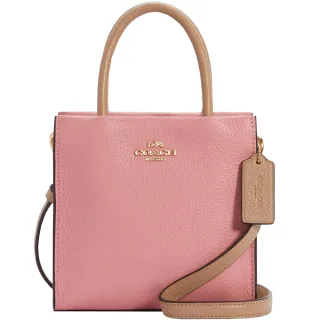 COACH CALLY 金馬車Logo鵝卵石紋粉X酒紅色皮革迷你琴譜兩用包 歷史價格詳細信息