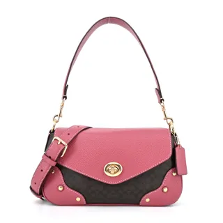COACH MILLIE 轉釦牛皮拼接PVC肩/斜背兩用包(卡其木紅) 歷史價格詳細信息