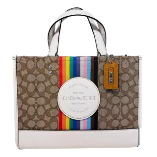 新款Dempsey Bucket水桶包馬卡龍提花圓餅抽帶帆布單肩斜挎包 coach包大牌同款妖精 歷史價格詳細信息