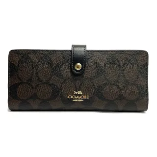 COACH卡其C Logo薄荷綠真皮字牌摺口釦式雙摺中夾 歷史價格詳細信息