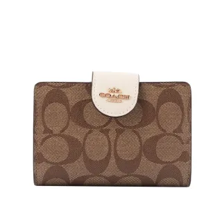 COACH PVC皮革馬車Logo壓釦中夾(附提把)(巧克力色) C2874 IMAA8 歷史價格詳細信息