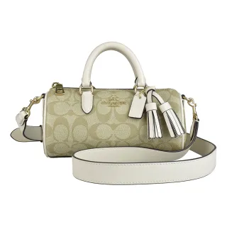 COACH Lacey粉紅荔枝紋全皮流蘇手提/斜背小圓筒包 歷史價格詳細信息