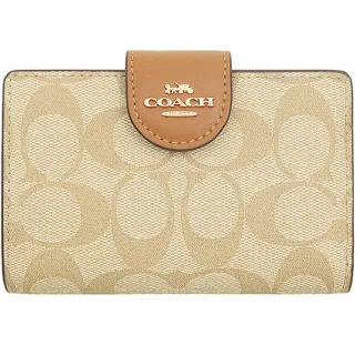 【COACH】奶茶立體馬車logo雙拉鍊手拿包(6649 IMTAU) 歷史價格詳細信息