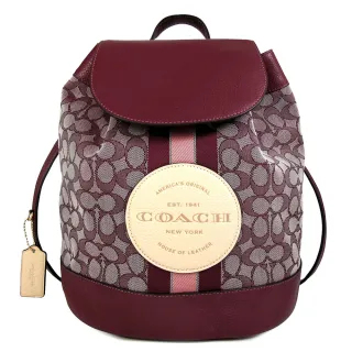 【COACH】大圓標織布/牛皮ㄇ型拉鍊短夾(胭脂紅) 歷史價格詳細信息