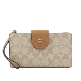 COACH PVC皮革馬車Logo壓釦中夾(附提把)(巧克力色) C2874 IMAA8 歷史價格詳細信息