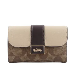 COACH 方框馬車LOGO 素面荔枝紋牛皮中夾(黑) 歷史價格詳細信息