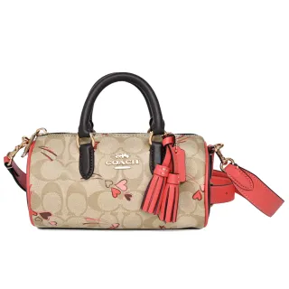 COACH Lacey 拼色皮革復古流蘇掛飾兩用圓筒包(迷你/酒紅) 歷史價格詳細信息