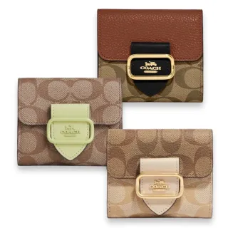 COACH CH389 經典緹花布拼接拉鍊短夾.咖邊 歷史價格詳細信息