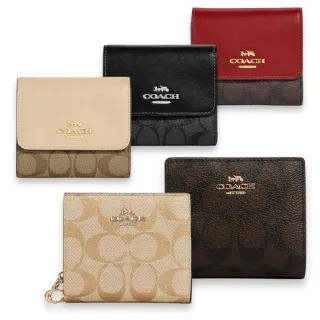 COACH 拚色緹花LOGO防刮皮革手掛式拉鍊長夾-卡其黑 歷史價格詳細信息