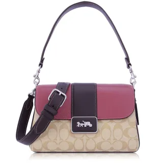 【COACH】撞色滿版C印花拼接皮帶飾信用卡零錢中夾(駝/深咖) 歷史價格詳細信息