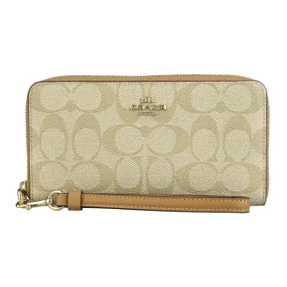 【COACH】PVC Logo印花手掛拉鍊長夾(卡其草莓) 歷史價格詳細信息