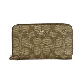 COACH 金字馬車Logo 塗層帆布暗釦二折短夾(棕色/黑色) CM852 IMAA8 歷史價格詳細信息