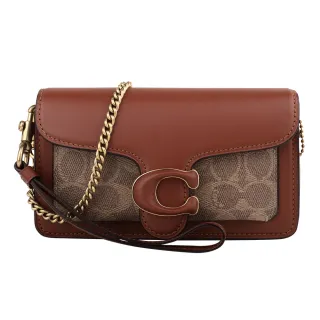 【COACH】TABBY 20 經典滿版C LOGO PVC拼接皮革金屬C字肩背/斜背兩用酒神包(-卡其/棕色) 歷史價格詳細信息