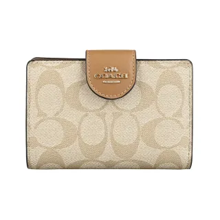 【COACH】COACH  Corner銀字LOGO緹花PVC 7卡釦式零錢中夾(炭黑x黑) 歷史價格詳細信息