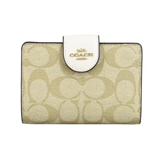 【COACH】COACH  Corner銀字LOGO緹花PVC 7卡釦式零錢中夾(炭黑x黑) 歷史價格詳細信息