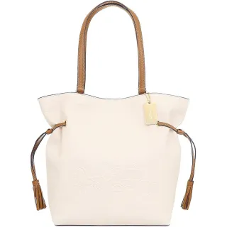 COACH 壓印馬車LOGO素面荔枝紋皮革手拿包(米白) 歷史價格詳細信息