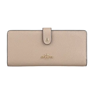 【COACH】經典LOGO素面牛皮手拿包/零錢包(粉橘) 歷史價格詳細信息