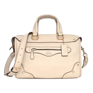 COACH 鉚釘翻蓋皮革拼接PVC鍊帶斜背包(咖啡黑) 歷史價格詳細信息