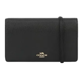 【COACH】金標馬車LOGOㄇ型拉鍊可拆手拿滿版防刮長夾－焦糖咖/黑 歷史價格詳細信息