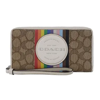 【COACH】彩虹條文X焦糖咖啡滿版LOGO經典輕量型晴雨傘 歷史價格詳細信息