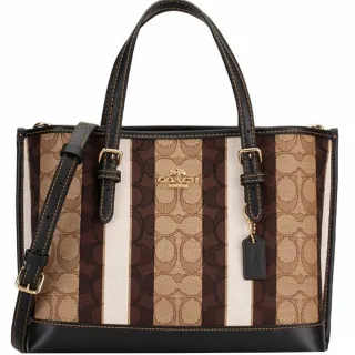 COACH MOLLIE25 緹花LOGO防刮手提/斜背二用包-咖啡色 歷史價格詳細信息