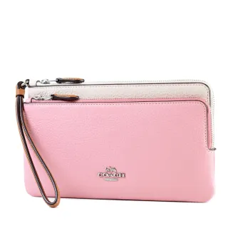 COACH 拚色防刮皮革三折釦式短夾-粉/紅 歷史價格詳細信息