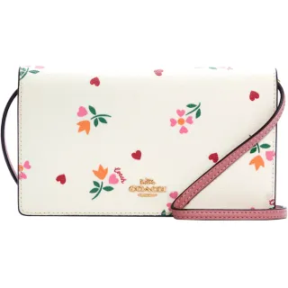 【COACH】愛心掛飾緹花LOGO皮革鑰匙圈-櫻桃粉 歷史價格詳細信息