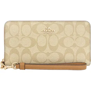 【COACH】奶茶立體馬車logo雙拉鍊手拿包(6649 IMTAU) 歷史價格詳細信息