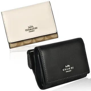 【COACH】撞色滿版C印花拼接皮帶飾信用卡零錢中夾(駝/深咖) 歷史價格詳細信息